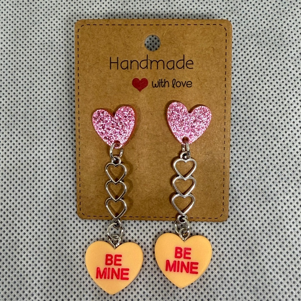 Handmade Valentine’s Day Candy Heart Earrings